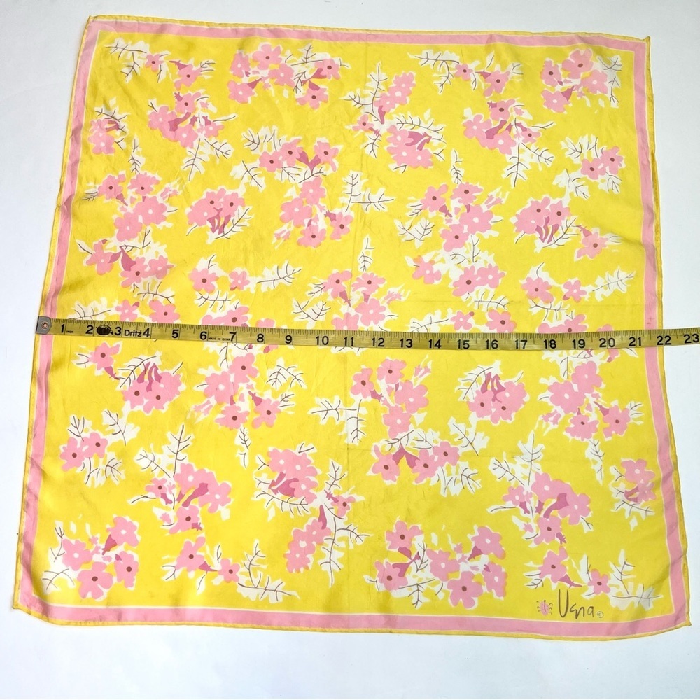 Vintage Vera Neumann Yellow Pink Floral Scarf - Picture 7 of 11